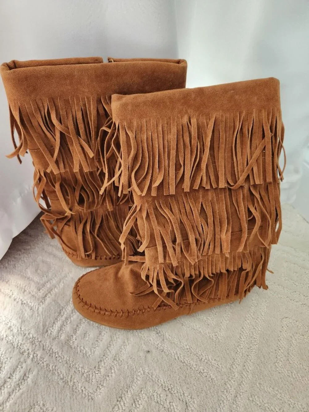 Fringe zip-on boots
